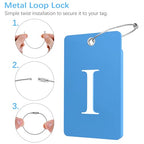 2 Pack Initial Luggage Tags for Suitcases Airplane Travel Essentials (Large I / Blue)