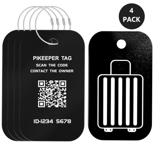 4 Pk Smart QR Code Luggage Tags (Black)