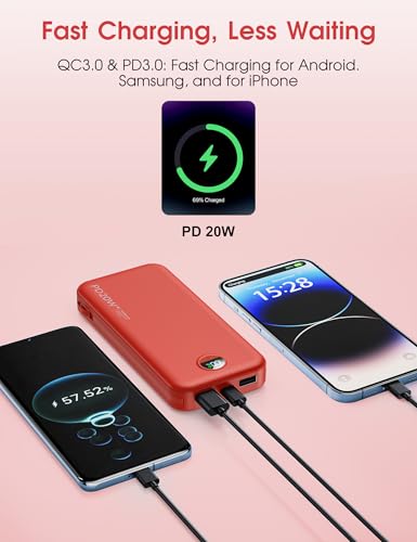 Portable Charger 10000mAh PD20W w (Red)