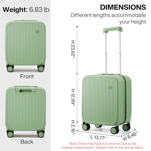 Underseat Carry on Luggage 16 Inch Hardshell PC Suitcase with Spinner Wheels TSA Lock for Travel (Avocado Green TSA2 / 16-inch)