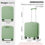 Underseat Carry on Luggage 16 Inch Hardshell PC Suitcase with Spinner Wheels TSA Lock for Travel (Avocado Green TSA2 / 16-inch)