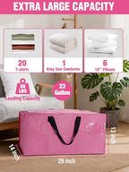 10 Pack Extra Large Moving Bags with Backpack Straps & Handles (Pink / 10 Pack)