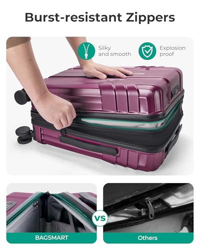 Expandable Carry On Luggage 22x14x9 Airline Approved (Expandable Carry On 20 Inch / Purplish Red)