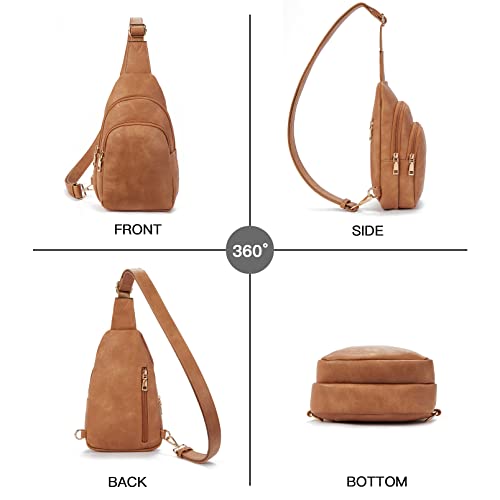 Crossbody Bags for Women Leather Sling Bag for Woman Travel Camel Brown (3-camel Brown)