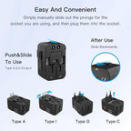 Universal Travel Adapter (1 USB A+1 USB C(PD20W)(Standard) / Black)