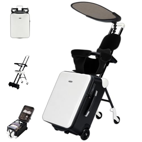 Expandable Luggage with Spinner Wheels (Black and White)
