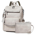 Vegan Leather Laptop Backpack for Women 15.6 inch Work Backpack Fashion Travel Backpack Purse for Travel College Work (2 Two-toned Gray)