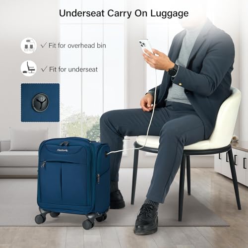 Underseat Carry On Luggage with Wheels (Blue / 16-Inch)