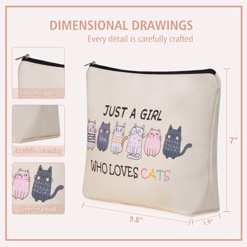 Cat Mom Makeup Bag For Women & Teen Girl Cat Lover Gifts (Girl Love Cats)