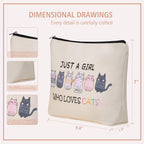 Cat Mom Makeup Bag For Women & Teen Girl Cat Lover Gifts (Girl Love Cats)