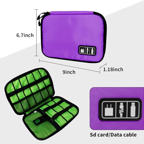 Portable Electronic Organizer Case (C-Purple-Green / Single Layer)