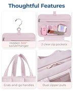 Travel Toiletry Bag with Jewelry Organizer (Pink-2 / Style2-medium Size)