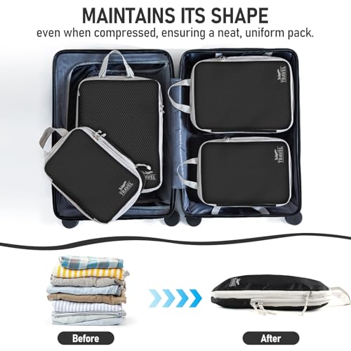 4 Set Compression Packing Cubes (Black-4pcs / Set of 4)