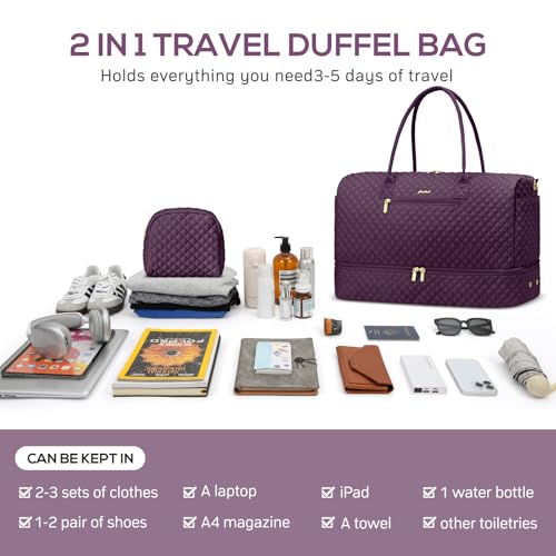 Travel Weekender Duffle Bags for Women (6-Dark Purple / X-Large)