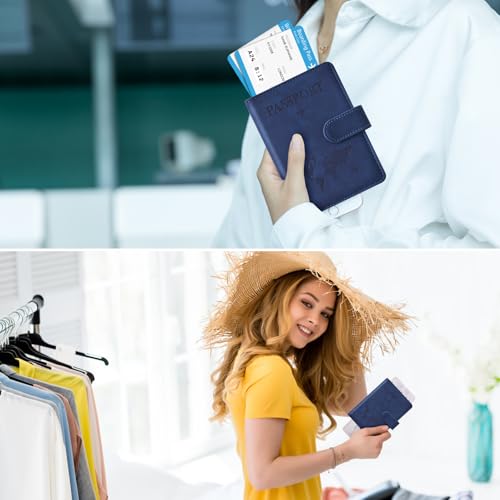 Passport Holder for Travel Essentials (dark blue / Magnetic Clasp)