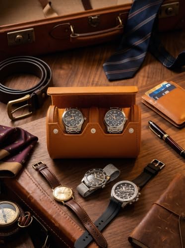 2 Watch Travel Case (Brown / 2 Watch Case)