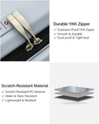 Wide Handle Luggage with Front Pocket Hardshell Aluminium Check In Suitcase with Wheels Medium 24 Inch Front Opening Checked Luggage with Spinner Wheels TSA Lock Airline Approved Luggage (Checked Medium 24 Inch / Grey)