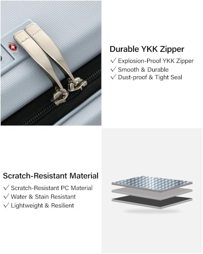 Wide Handle Luggage with Front Pocket Hardshell Aluminium Check In Suitcase with Wheels Medium 24 Inch Front Opening Checked Luggage with Spinner Wheels TSA Lock Airline Approved Luggage (Checked Medium 24 Inch / Grey)