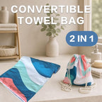 Beach Towel Backpack (1 Pack- Pink Blue / 75”x 35”)