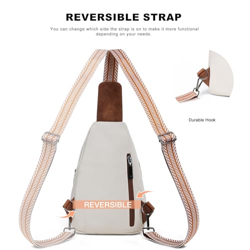 7L Crossboydy Sling Bag for Women Vegan Leather Crossbody Purse Fanny Pack Chest Bag for Travel (7L / 7l-beige Brown)