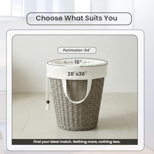 LFH Home Cotton Rich Canvas Extra Large Laundry Bag with Handle (28”x36” / White)