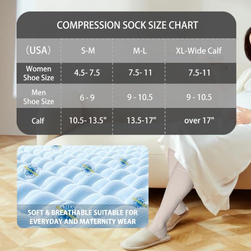 Cotton Compression Socks for Women&Men 20 (2 Pairs-brown / Small-Medium)