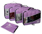 5 Set Packing Cubes for Travel Large Suitcase Luggage Organizer Bags Travel Accessories Vacation 4 Cubes 1 Laundry Pouch Bag (Snow Purple)