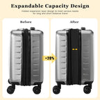 Expandable 16 Inch Carry On Luggage Airline Approved Small Suitcase (Gray / 16 Inch EXT)