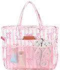 Large Beach Bag for Women (Pink White)