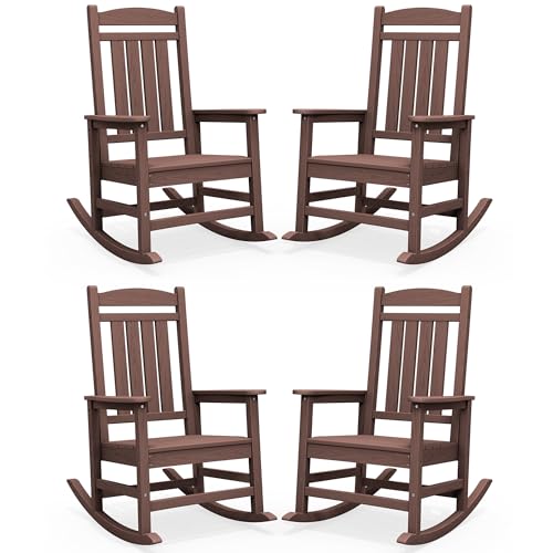 Outdoor Rocking Chair Set of 4 (Coffee / 4 Packs)