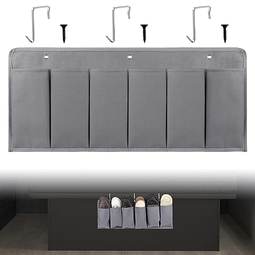 6‑Large‑Pocket RV Bedside Hanging Organizer with Sturdy Hooks (Cloth, 1pcs / Grey)