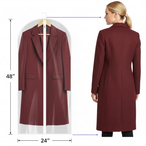 All Clear Garment Bags for Travel (48" -12 Pack)