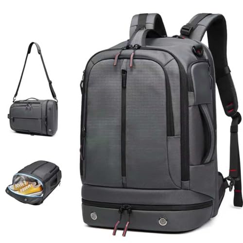 16 Inch Laptop Backpack Water Resistant Carry On Daypack Backpack Anti Theft Travel Rucksack Backpack with Shoe Compartment Shoulder Strap for Men Women (Grey)