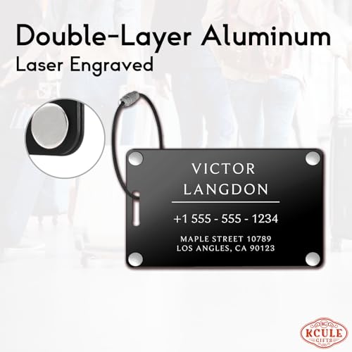 Personalized Luggage Tags for Suitcases (Pure Text-black-largename)