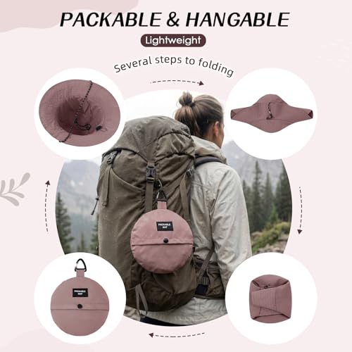 Waterproof Bucket Hats for Woman UPF 50+ Sun Hat Dusty Pink (Dusty Pink)