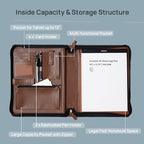 PU Leather Padfolio Portfolio with Handle (Brown)