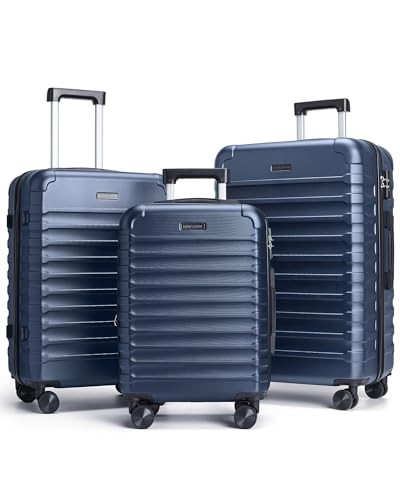 Luggage Sets 3 Pcs Suitcase with Wheels (Dark Blue / 3-Piece Set-20 Inch/24 Inch/28 Inch)
