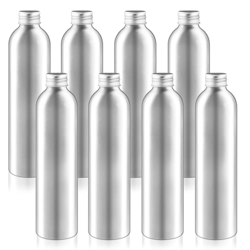 8 Pcs 300ml 10oz Aluminum Bottle Refillable Liquid Container Aluminum Vial Bottles with Screw Cap for Cosmetic Toiletries (10 fl oz)