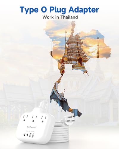 Thailand Power Adapter with 4FT Extension Cord (Type O-Thailand)