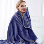 Luxury Microfiber Flannel Blanket (Navy Blue / 90x90 Inches)