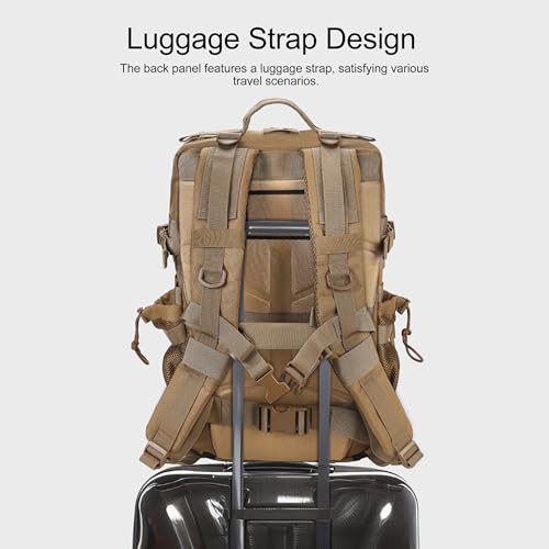 Military Tactical Backpack for Men and Women 45L Army 3 Days Assault Pack Bag Large Rucksack with Shoe Compartment (1.1 Khaki)