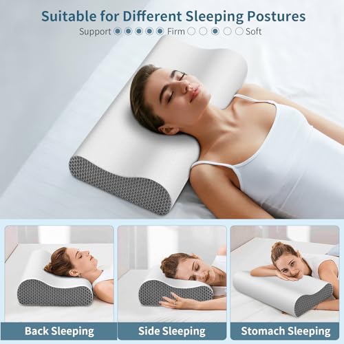 Cervical Neck Pillow for Pain Relief (Light Grey)