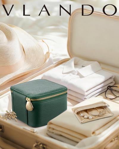 Travel Jewelry Case with Clear 6 Velvet Bags (6PCS-Green)