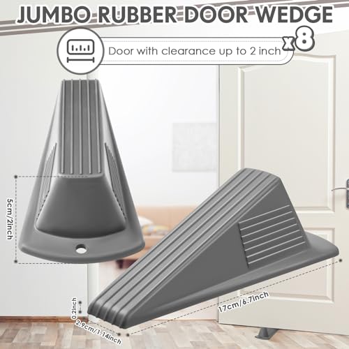 8 Pcs Jumbo Door Stoppers Heavy Duty Rubber Doorstop (Gray)