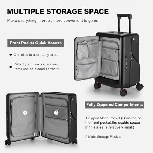 Ride On Luggage with Front Pocket (Black)