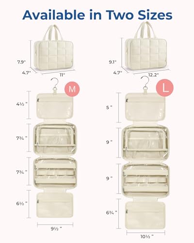 Travel Toiletry Bag with Jewelry Organizer (Beige-2 / Style2-medium Size)
