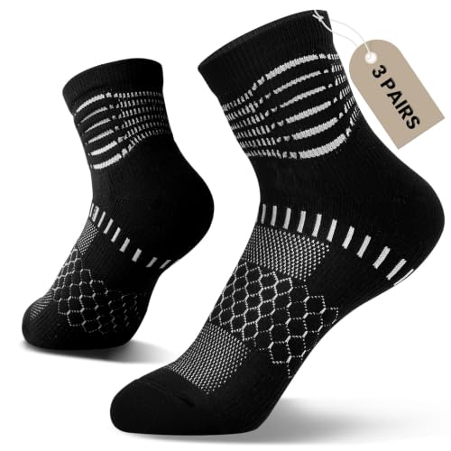 Ankle Compression Socks Women Men Plantar Fasciitis Relief 3 Pairs (Large / Black(3 Pairs))