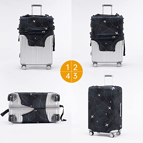 Travelkin Luggage Covers For Suitcase Tsa Approved Suitcase Cover Protector (Air Line BLACK / M)
