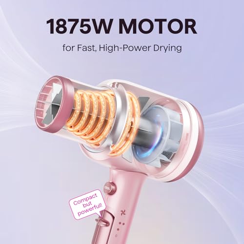 Blown Away Ionic Hair Dryer with Diffuser for Curly Hair (Pink)
