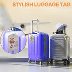 Funny Hipster Giraffe 3 Pack PU Leahter Luggage Tag with Stainless Steel Loop (Funny Hipster Giraffe)